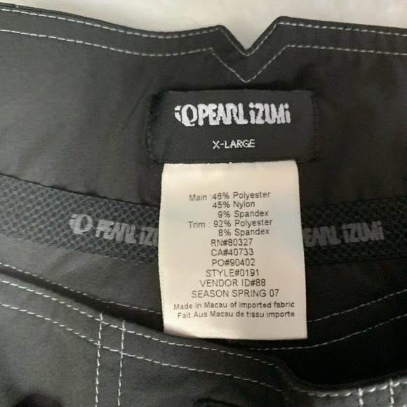 iq Pearl Izumi Shorts Cycling Mountain Bike Mens XL Non-Padded Black Grey Nylon - Picture 3 of 8